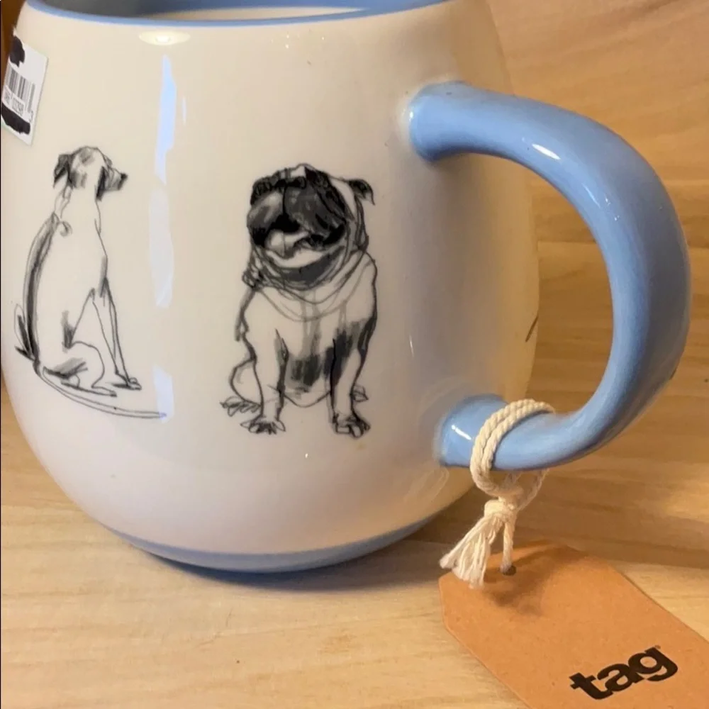 “FEED ME” large dog bowl with lab, beagle, pug artfully painted inside